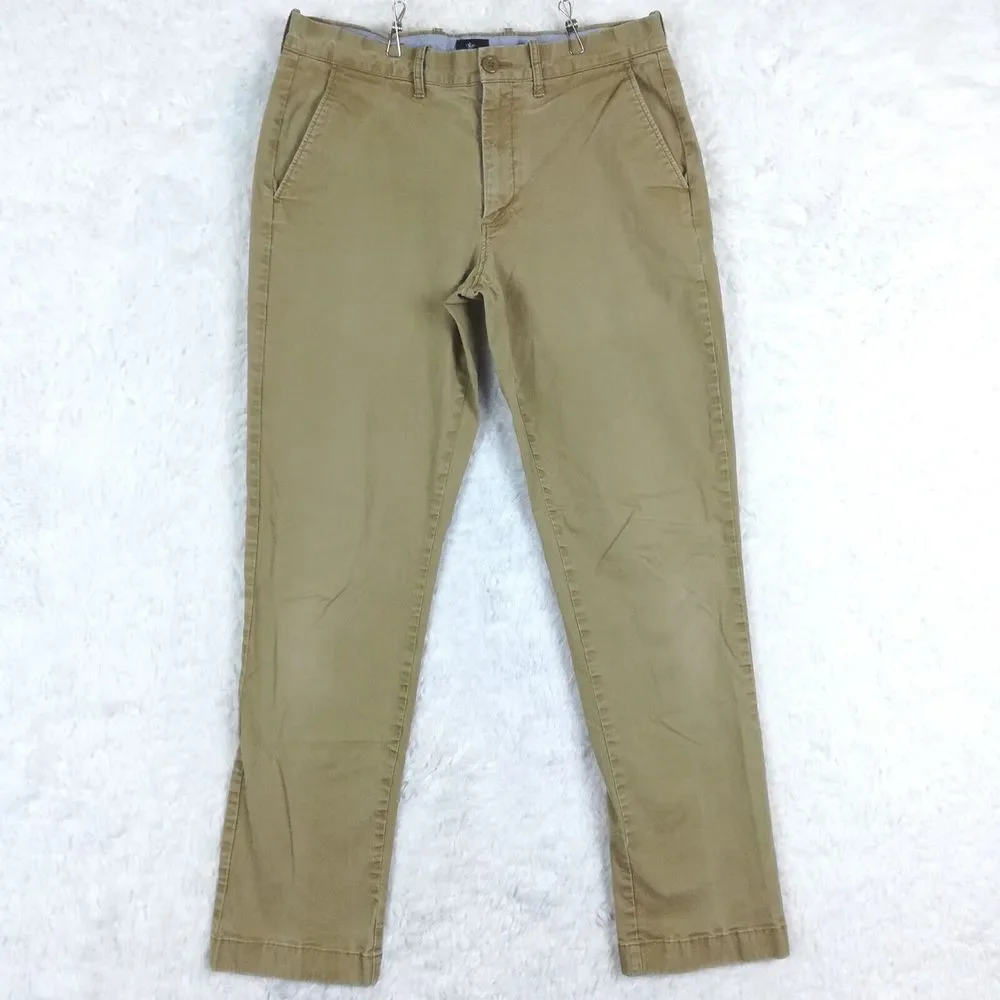 J. Crew Mens Pants Sutton‎ Chino Flex Straight Fit Brown Tan Stretch 31x32